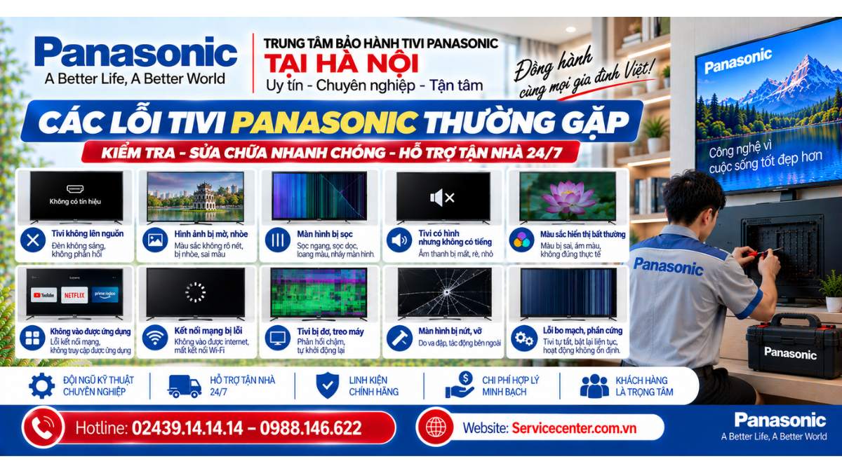Các Lỗi Tivi Panasonic Thường Gặp Website: Servicecenter.com.vn 📞 Hotline: 02439.14.14.14 – 0988.146.622 – Hỗ Trợ Tận Nhà 24/7