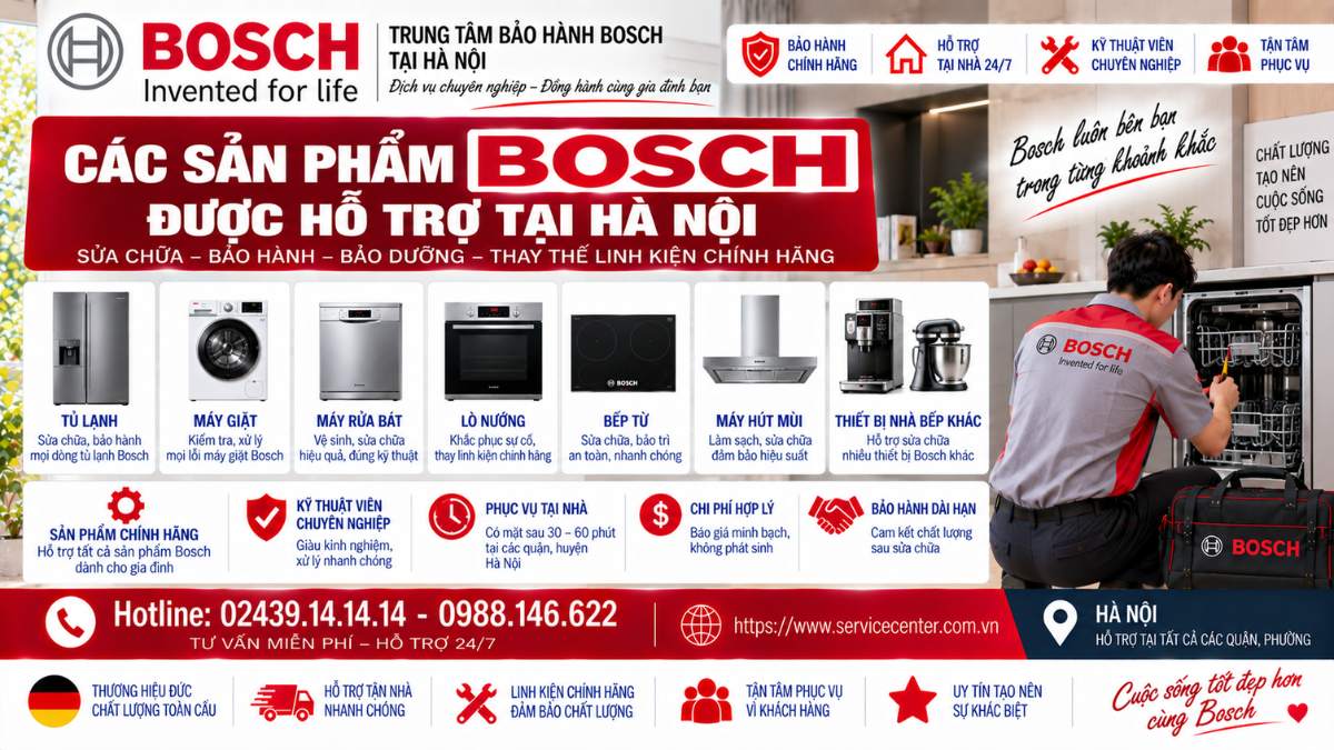 Các Sản Phẩm Bosch Được Hỗ Trợ Tại Hà Nội https://www.servicecenter.com.vn Hotline: 02439.14.14.14 - 0988.146.622 Uy Tín – Hỗ Trợ Tại Nhà 24/7