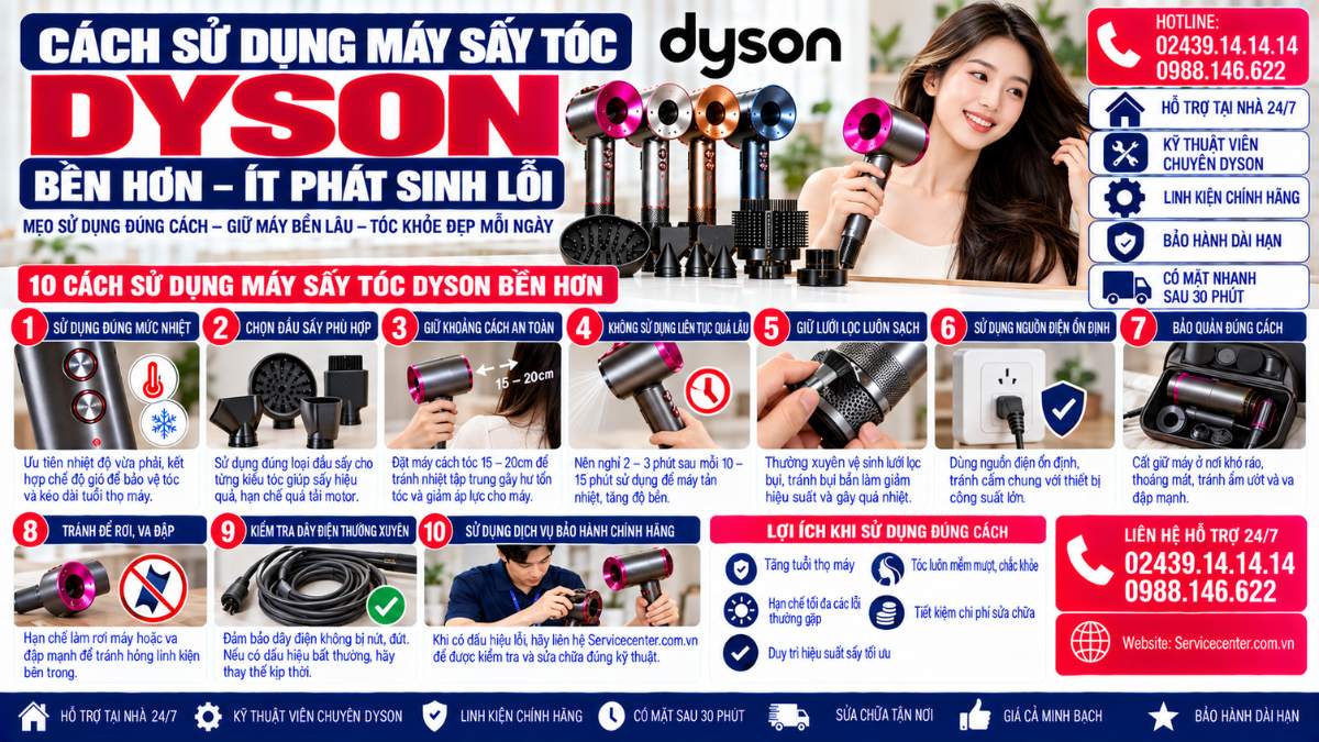Cách Sử Dụng Máy Sấy Tóc Dyson Bền Hơn Website: Servicecenter.com.vn 📞 Hotline: 02439.14.14.14 – 0988.146.622 – Hỗ Trợ Tại Nhà 24/7
