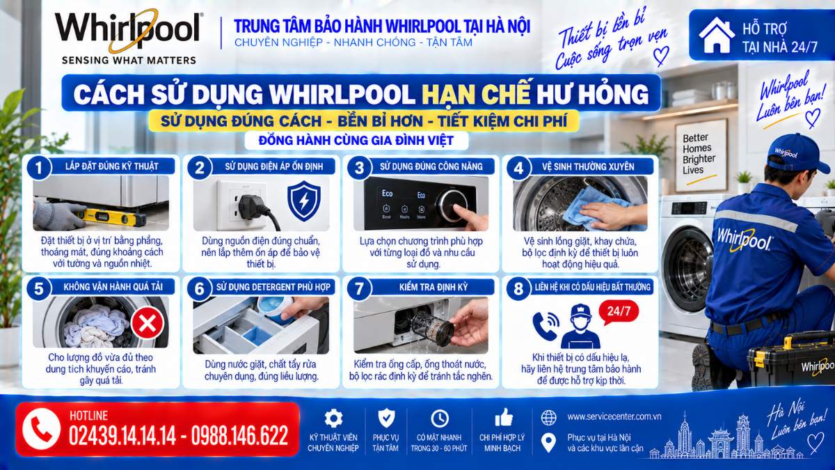 Cách Sử Dụng Whirlpool Hạn Chế Hư Hỏng https://www.servicecenter.com.vn Hotline: 02439.14.14.14 - 0988.146.622 Uy Tín – Hỗ Trợ Tại Nhà 24/7