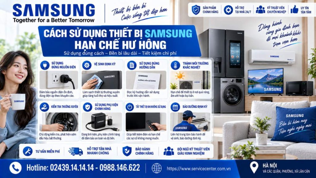 Cách sử dụng thiết bị Samsung hạn chế hư hỏng https://www.servicecenter.com.vn Hotline: 02439.14.14.14 - 0988.146.622 Uy Tín – Hỗ Trợ Tại Nhà 24/7