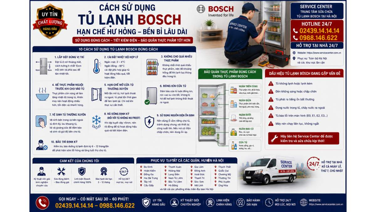 Cách sử dụng tủ lạnh Bosch hạn chế hư hỏng https://www.servicecenter.com.vn Hotline: 02439.14.14.14 - 0988.146.622 Uy Tín – Hỗ Trợ Tại Nhà 24/7