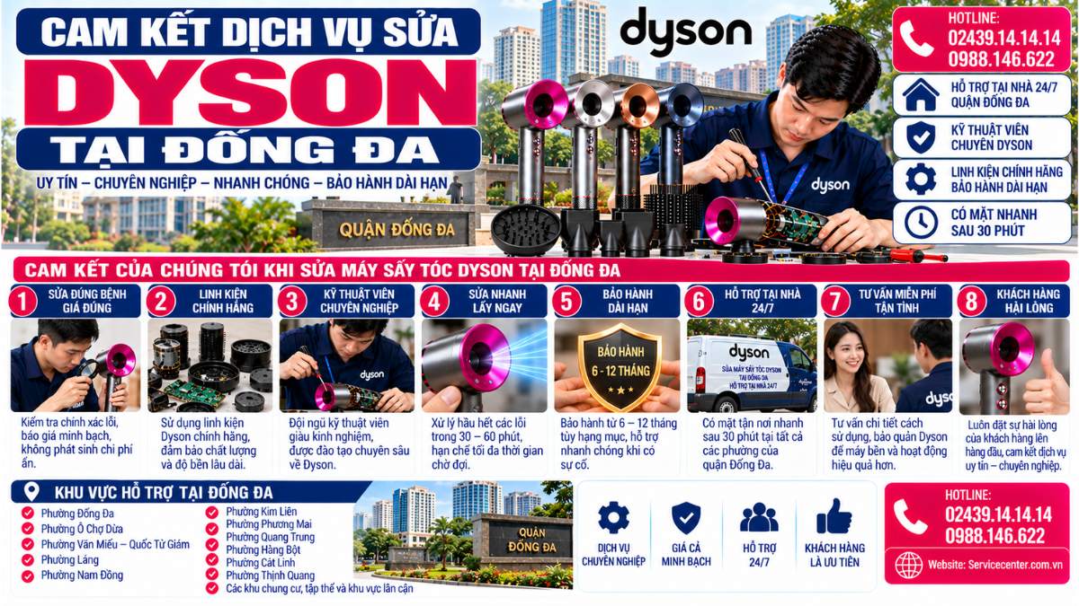 Cam Kết Dịch Vụ Sửa Dyson Tại Đống Đa Website: Servicecenter.com.vn 📞 Hotline: 02439.14.14.14 – 0988.146.622 – Hỗ Trợ Tại Nhà 24/7