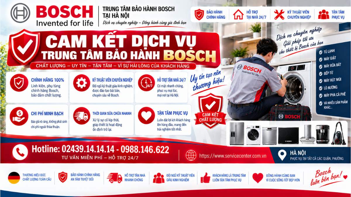 Cam Kết Dịch Vụ Trung Tâm Bảo Hành Bosch https://www.servicecenter.com.vn Hotline: 02439.14.14.14 - 0988.146.622 Uy Tín – Hỗ Trợ Tại Nhà 24/7