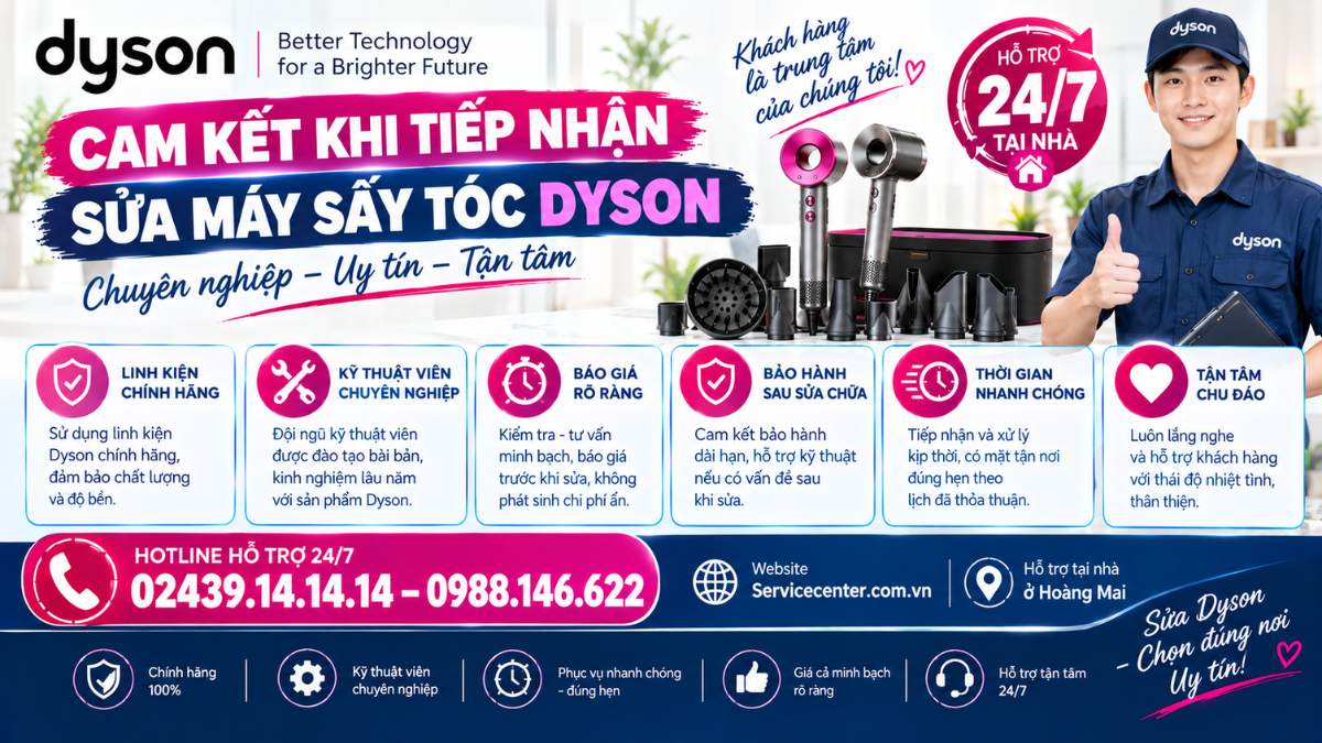 Cam Kết Khi Tiếp Nhận Sửa Máy Sấy Tóc Dyson Website: Servicecenter.com.vn 📞 Hotline: 02439.14.14.14 – 0988.146.622 – Hỗ Trợ Tại Nhà 24/7
