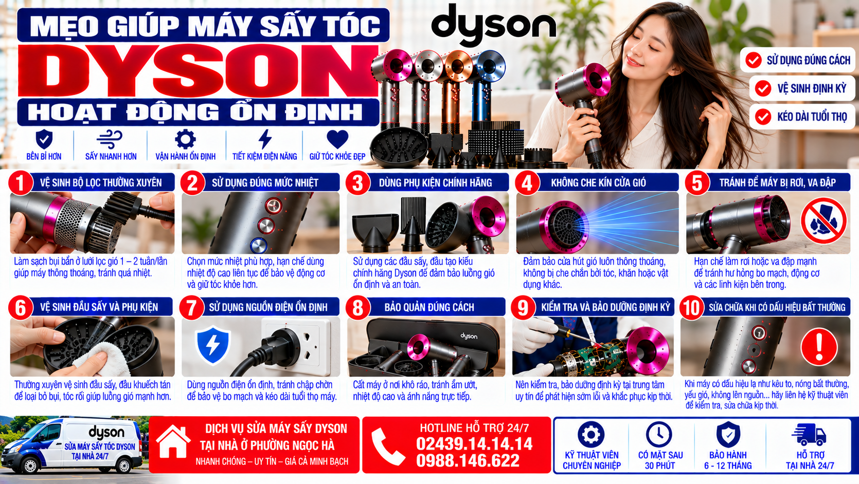 Mẹo giúp máy sấy Dyson hoạt động ổn định Website: Servicecenter.com.vn 📞 Hotline: 02439.14.14.14 – 0988.146.622 – Hỗ Trợ Tại Nhà 24/7