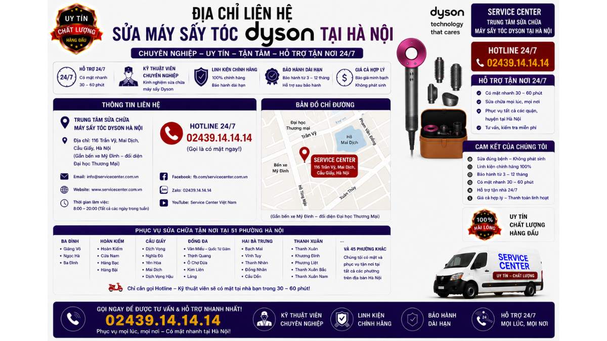 Địa chỉ liên hệ sửa máy sấy tóc Dyson tại Hà Nội https://www.servicecenter.com.vn Hotline: 02439.14.14.14