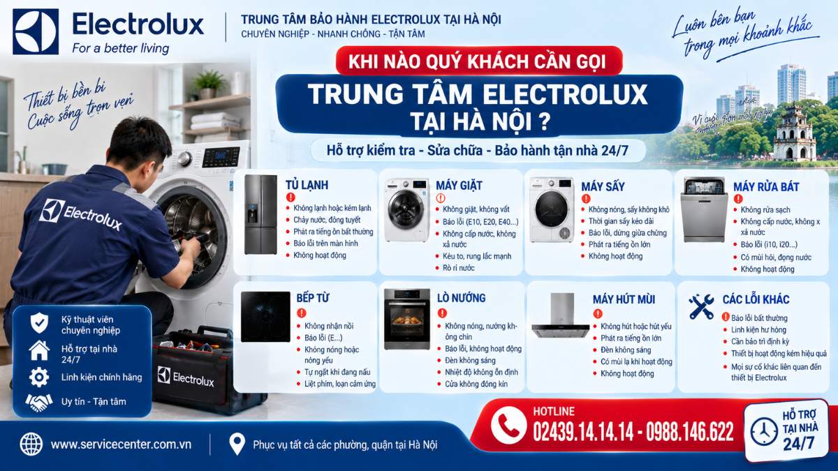 Khi nào quý khách cần gọi trung tâm Electrolux tại Hà Nội https://www.servicecenter.com.vn Hotline: 02439.14.14.14 - 0988.146.622 Uy Tín – Hỗ Trợ Tại Nhà 24/7