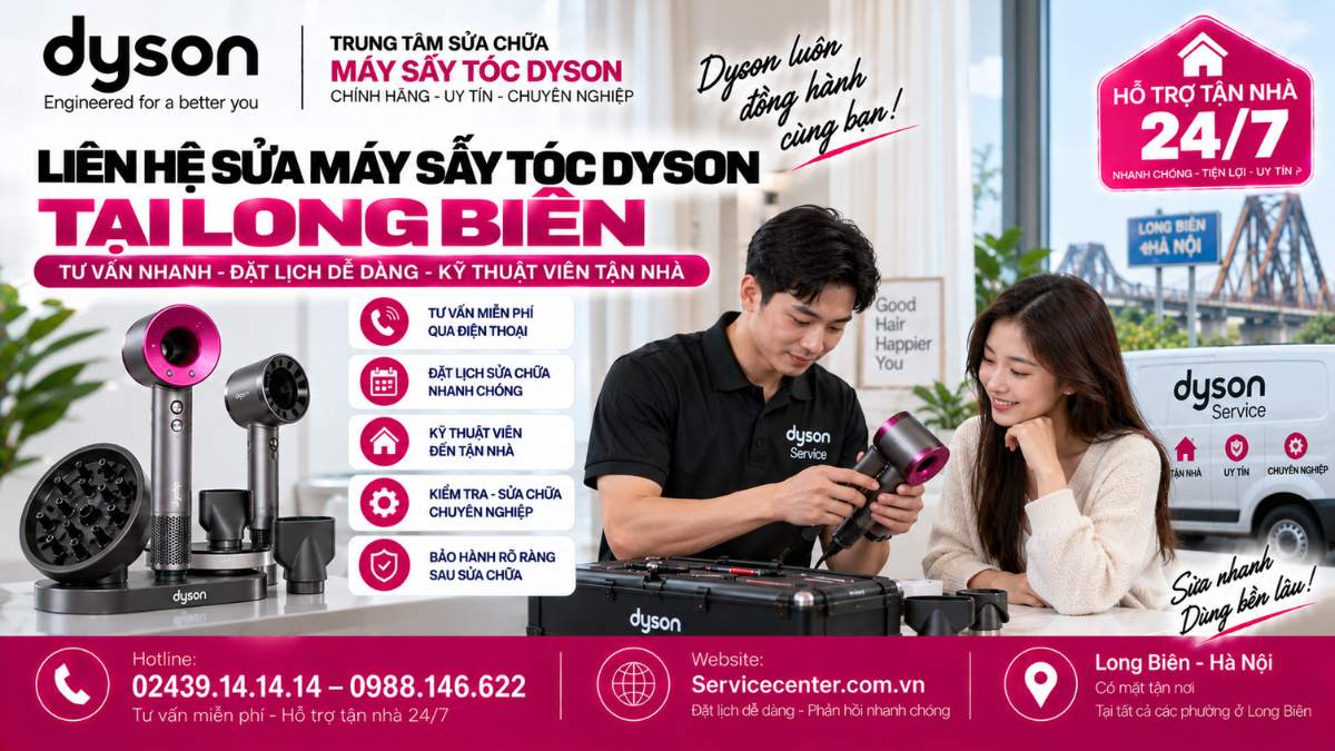 Liên Hệ Sửa Máy Sấy Tóc Dyson Tại Long Biên Website: Servicecenter.com.vn 📞 Hotline: 02439.14.14.14 – 0988.146.622 – Hỗ Trợ Tận Nhà 24/7