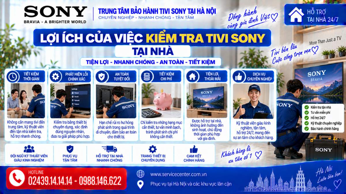 Lợi ích của việc kiểm tra tivi Sony tại nhà https://www.servicecenter.com.vn Hotline: 02439.14.14.14 - 0988.146.622 Uy Tín – Hỗ Trợ Tại Nhà 24/7