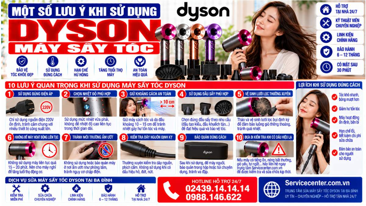 Một Số Lưu Ý Khi Sử Dụng Máy Sấy Tóc Dyson Website: Servicecenter.com.vn 📞 Hotline: 02439.14.14.14 – 0988.146.622 – Hỗ Trợ Tại Nhà 24/7