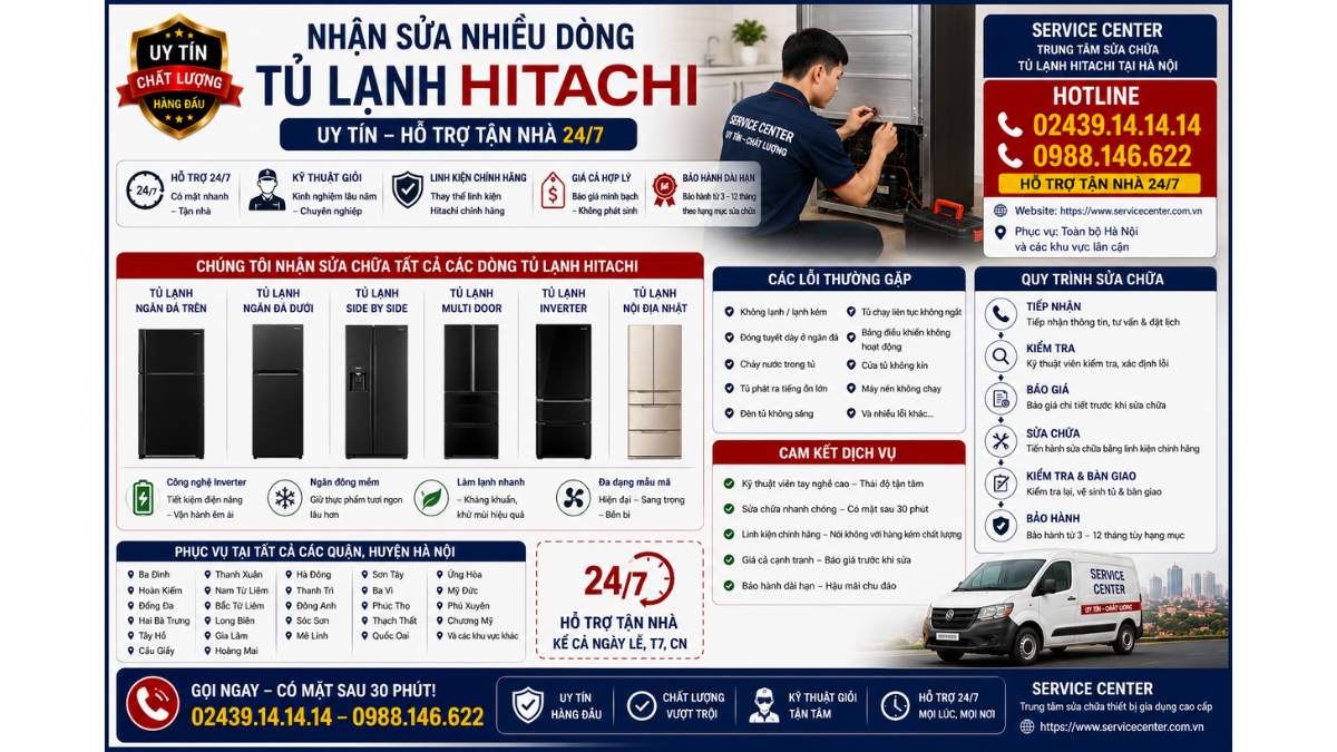 Nhận sửa nhiều dòng tủ lạnh Hitachi https://www.servicecenter.com.vn Hotline: 02439.14.14.14 - 0988.146.622 Uy Tín – Hỗ Trợ Tận Nhà 24/7