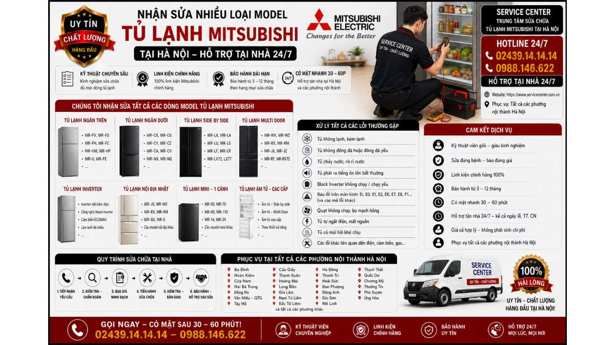 Nhận sửa nhiều loại model tủ lạnh Mitsubishi https://www.servicecenter.com.vn Hotline: 02439.14.14.14 - 0988.146.622 Uy Tín – Hỗ Trợ Tại Nhà 24/7