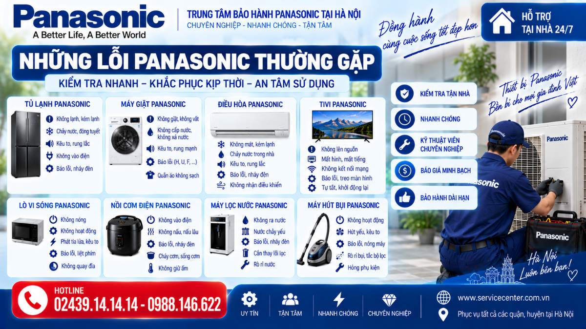 Những Lỗi Panasonic Thường Gặp https://www.servicecenter.com.vn Hotline: 02439.14.14.14 - 0988.146.622 Uy Tín – Hỗ Trợ Tại Nhà 24/7