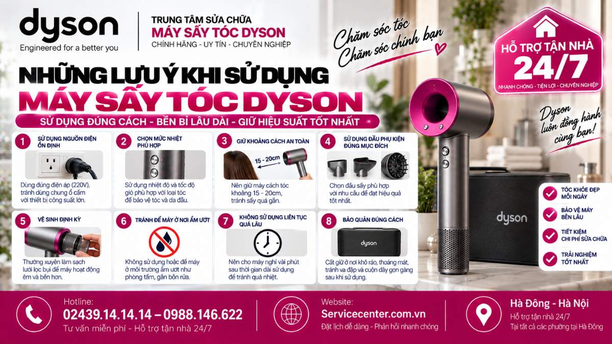 Những lưu ý khi sử dụng máy sấy tóc Dyson Website: Servicecenter.com.vn 📞 Hotline: 02439.14.14.14 – 0988.146.622 – Hỗ Trợ Tận Nhà 24/7
