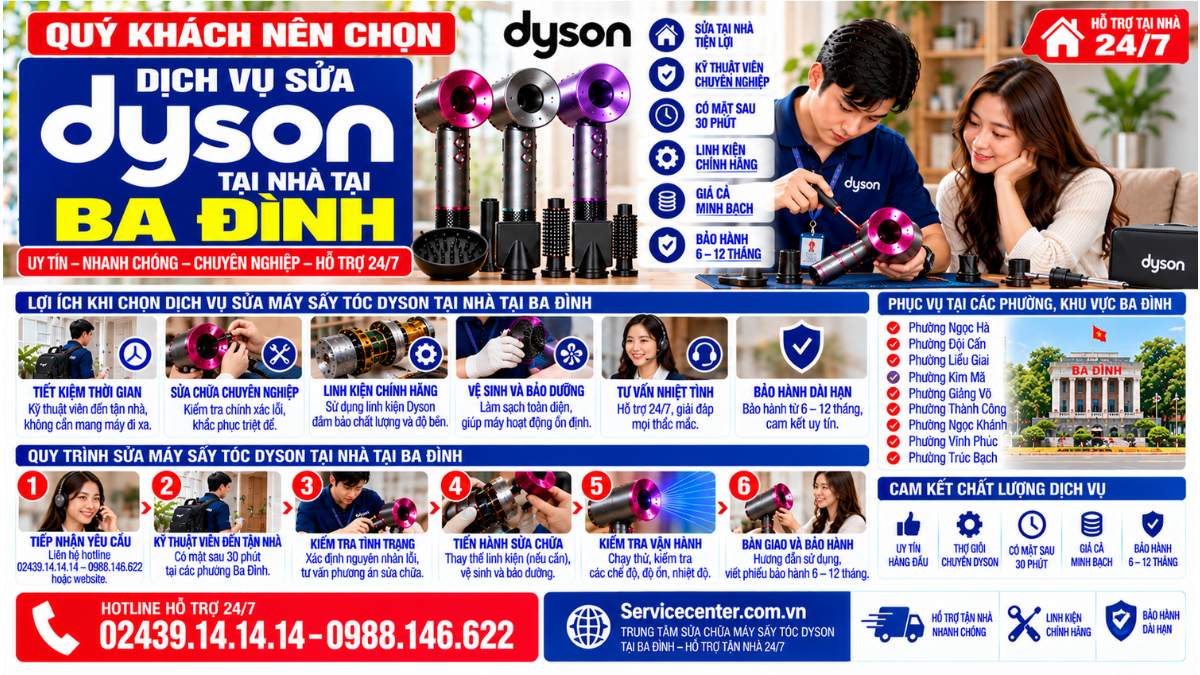 Qúy Khách Nên Chọn Dịch Vụ Sửa Dyson Tại Nhà Tại Ba Đình Website: Servicecenter.com.vn 📞 Hotline: 02439.14.14.14 – 0988.146.622 – Hỗ Trợ Tại Nhà 24/7