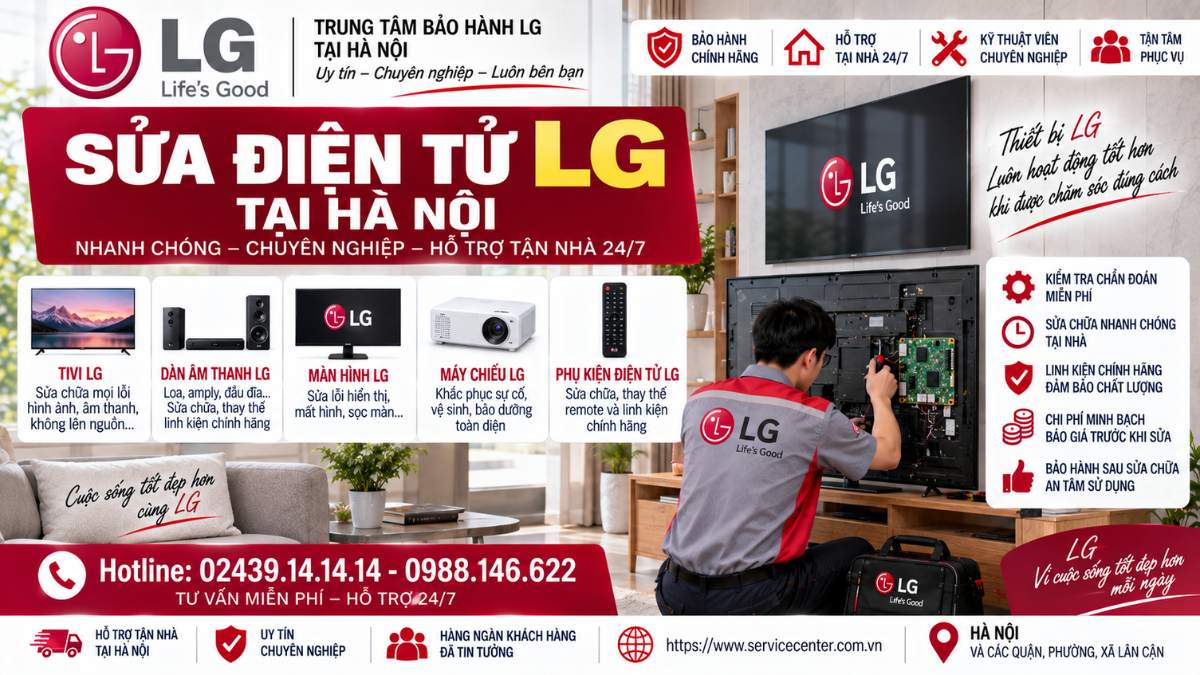 Sửa Điện Tử LG Tại Hà Nội https://www.servicecenter.com.vn Hotline: 02439.14.14.14 - 0988.146.622 Uy Tín – Hỗ Trợ Tại Nhà 24/7