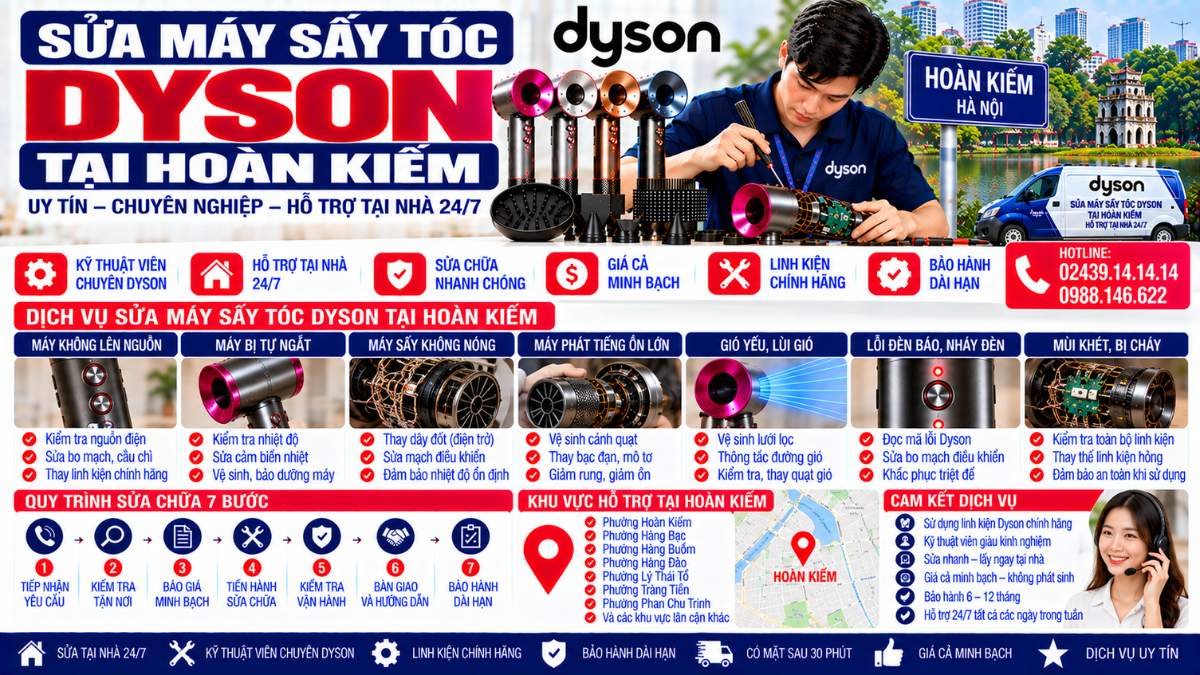 Sửa Máy Sấy Tóc Dyson Tại Hoàn Kiếm Website: Servicecenter.com.vn 📞 Hotline: 02439.14.14.14 – 0988.146.622 – Hỗ Trợ Tại Nhà 24/7