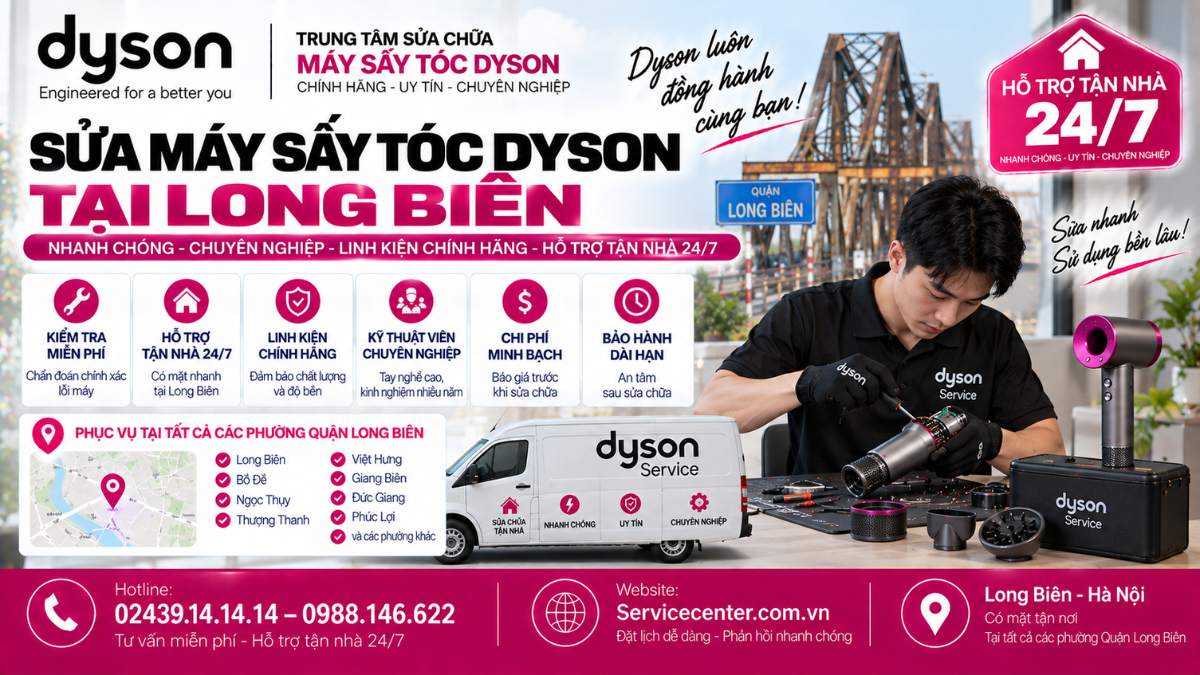 Sửa Máy Sấy Tóc Dyson Tại Long Biên Website: Servicecenter.com.vn 📞 Hotline: 02439.14.14.14 – 0988.146.622 – Hỗ Trợ Tận Nhà 24/7