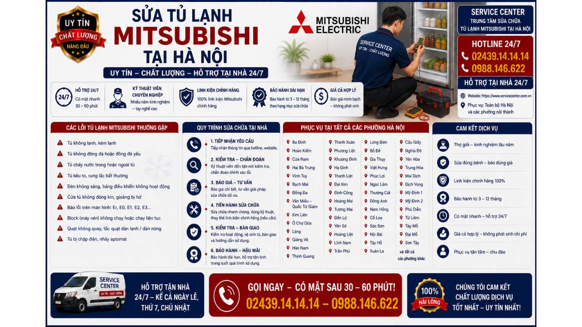 Sửa Tủ Lạnh Mitsubishi Tại Hà Nội https://www.servicecenter.com.vn Hotline: 02439.14.14.14 - 0988.146.622 Uy Tín – Hỗ Trợ Tại Nhà 24/7 các phường