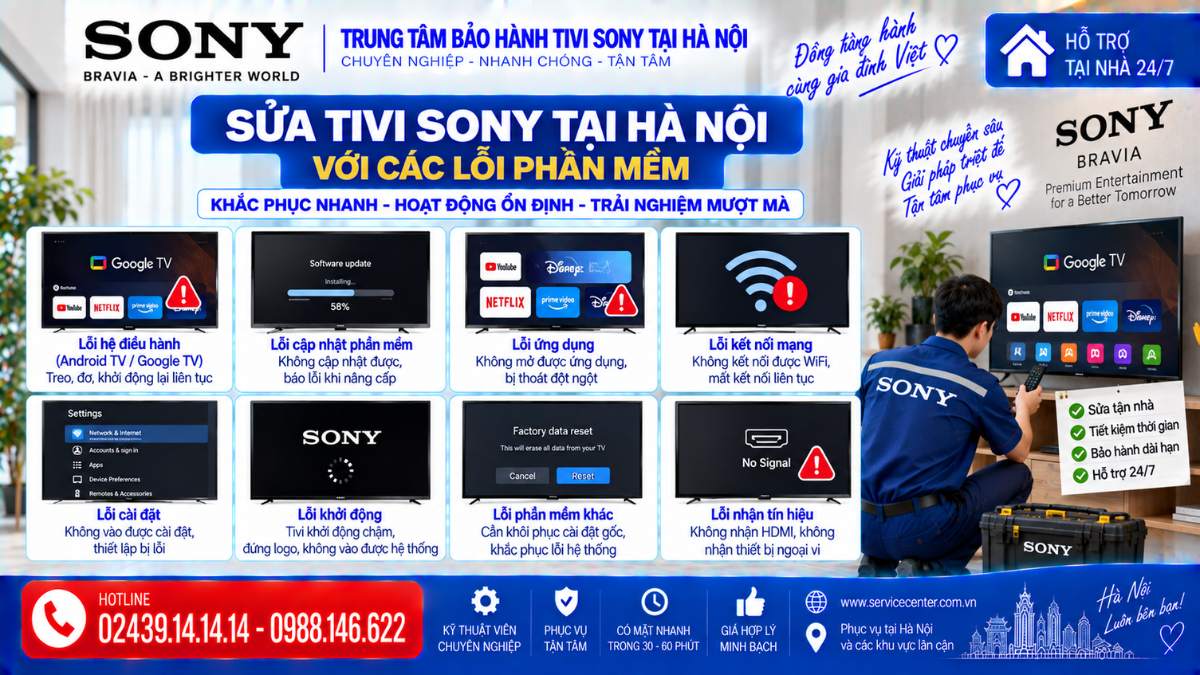 Sửa tivi Sony tại Hà Nội với các lỗi phần mềm https://www.servicecenter.com.vn Hotline: 02439.14.14.14 - 0988.146.622 Uy Tín – Hỗ Trợ Tại Nhà 24/7