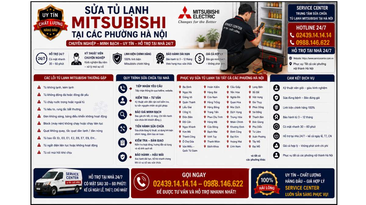 Sửa tủ lạnh Mitsubishi tại các phường Hà Nội https://www.servicecenter.com.vn Hotline: 02439.14.14.14 - 0988.146.622 Uy Tín – Hỗ Trợ Tại Nhà 24/7