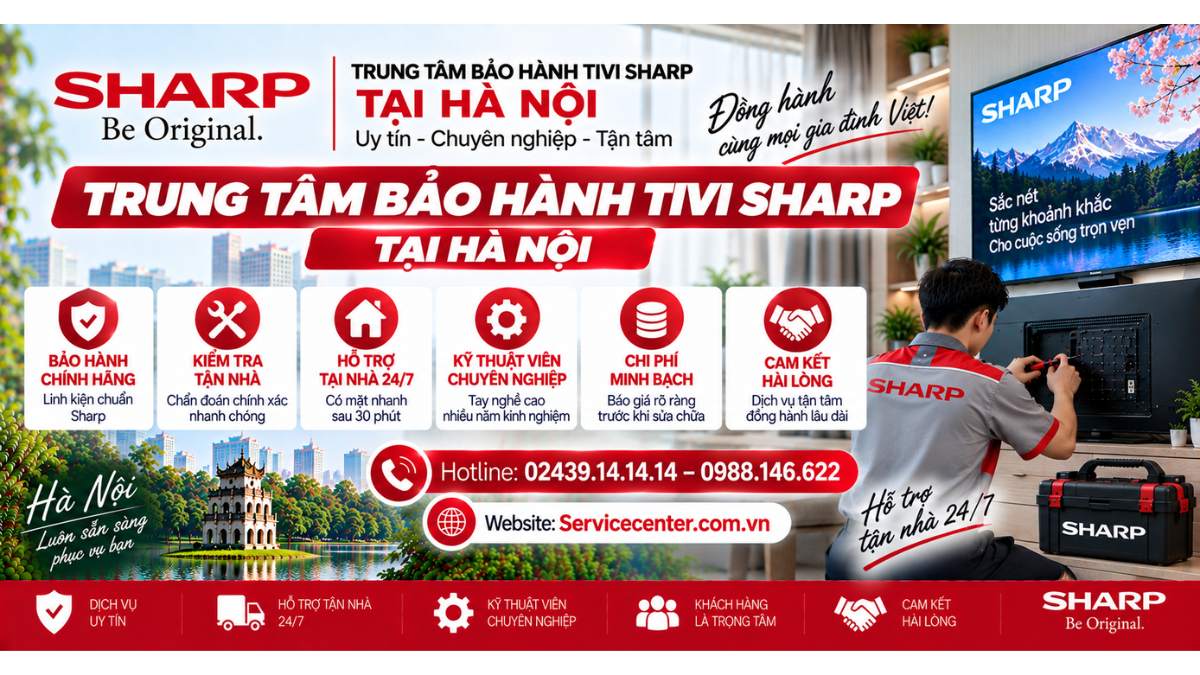 Trung Tâm Bảo Hành Tivi Sharp Tại Hà Nội Website: Servicecenter.com.vn 📞 Hotline: 02439.14.14.14 – 0988.146.622 – Hỗ Trợ Tận Nhà 24/7