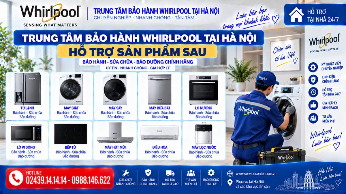 Trung Tâm Bảo Hành Whirlpool Tại Hà Nội Hỗ Trợ Sản Phẩm Sau https://www.servicecenter.com.vn Hotline: 02439.14.14.14 - 0988.146.622 Uy Tín – Hỗ Trợ Tại Nhà 24/7