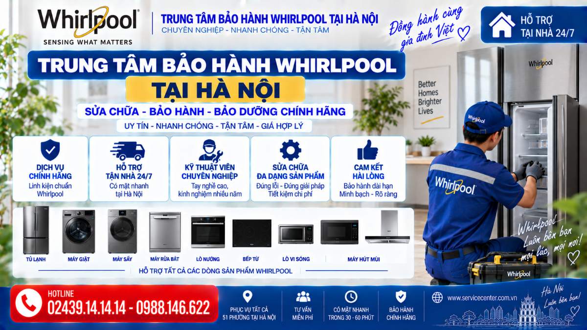 Trung Tâm Bảo Hành Whirlpool Tại Hà Nội https://www.servicecenter.com.vn Hotline: 02439.14.14.14 - 0988.146.622 Uy Tín – Hỗ Trợ Tại Nhà 24/7