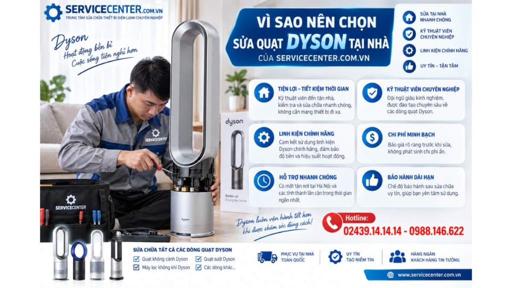 Vì sao nên chọn sửa quạt Dyson tại nhà của https://www.servicecenter.com.vn Hotline: 02439.14.14.14 - 0988.146.622 Uy Tín