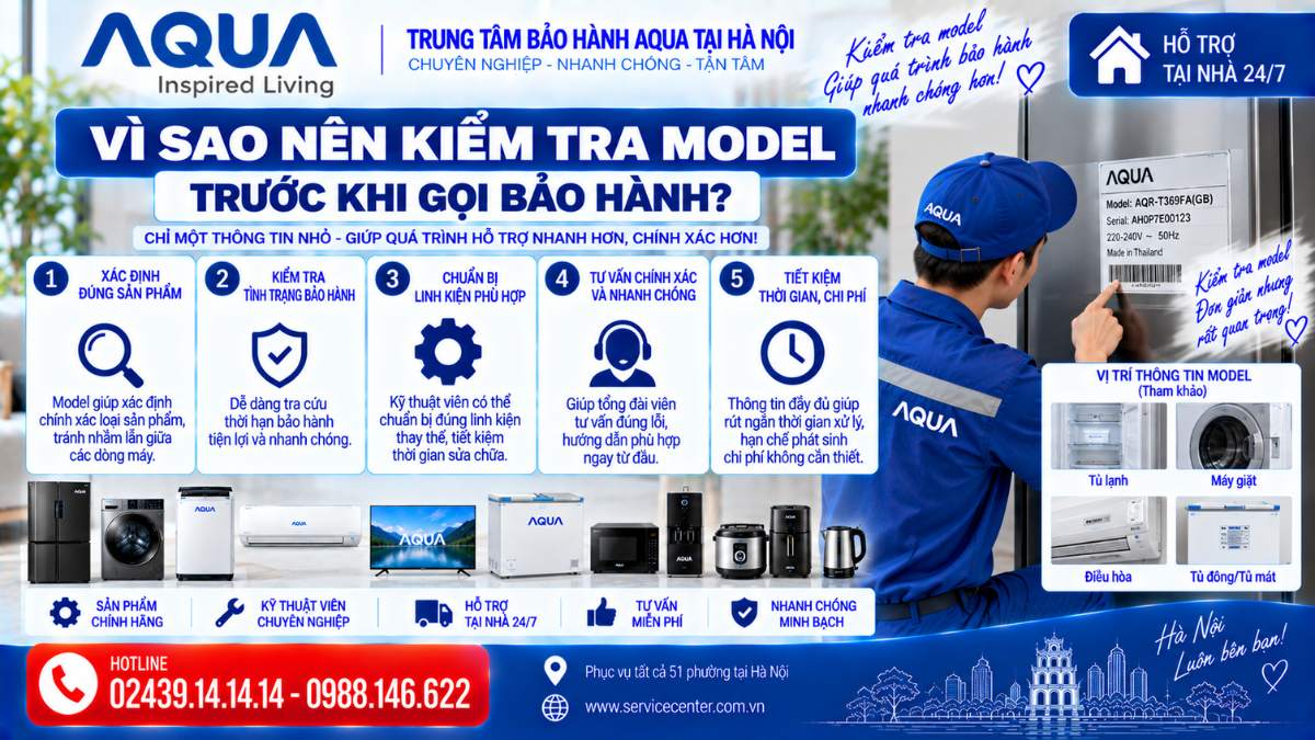 Vì sao nên kiểm tra model trước khi gọi bảo hành https://www.servicecenter.com.vn Hotline: 02439.14.14.14 - 0988.146.622 Uy Tín – Hỗ Trợ Tại Nhà 24/7